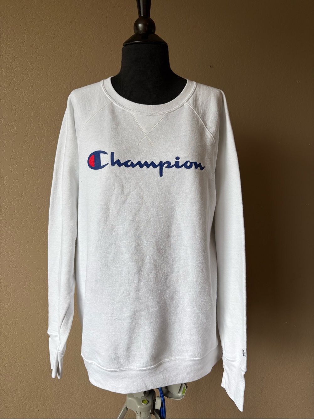 Champion White Crew Neck Sweatshirt Pullover Size XL